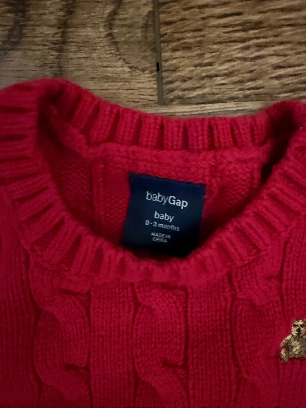GAP Baby Red Cable-Knit Sweater with Button Shoulder